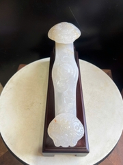 Gậy Như Ý Ngọc Onyx Trắng Bạch Ngọc Cát Tường, Quyền Uy Thuần Khiết