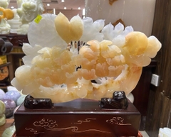 Gậy như ý mẫu đơn ngọc onyx 37x24cm