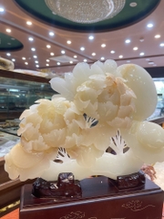 Gậy như ý mẫu đơn Ngọc onyx trắng