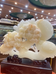 Gậy như ý mẫu đơn Ngọc onyx trắng