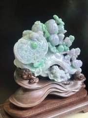 Gậy Như Ý Trường Thọ Ngọc Phỉ Thuý (Kèm Giấy Kiểm Định) 34,5x33x13cm