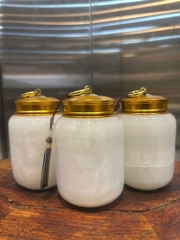 Hũ đựng trà ngọc onyx trắng 15x9cm