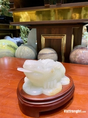 Linh vật Thiềm Thừ Ngọc Onyx Trắng 18cm