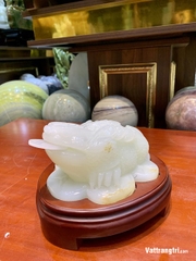 Linh vật Thiềm Thừ Ngọc Onyx Trắng 18cm