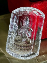 Mặt Dây Chạm Phật Bà Quan Âm Thạch Anh Trắng Trong