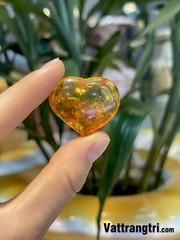 Mặt trái tim đá quý hổ phách bao thể vip 45mm