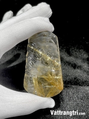 Mặt dây thạch anh tóc vàng chạm khắc Rồng 68mm