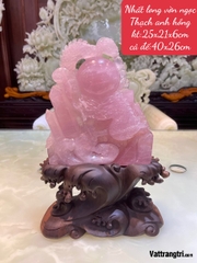 Nhất long vờn ngọc Thạch anh hồng 25cm