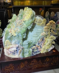 Phong cảnh hữu tình ngọc serpentine 56x45cm