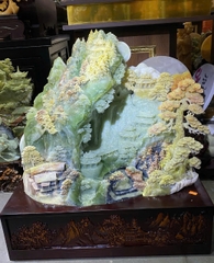 Phong cảnh hữu tình ngọc serpentine 56x45cm