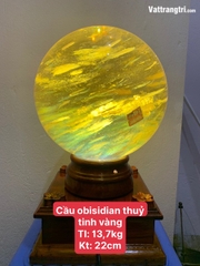 Quả Cầu đá obisidian vàng 22cm