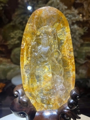 Quan âm đồng tử thạch anh golden healr 27cm