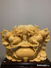 Song Tỳ Hưu tụ kim ngân bảo ngọc hoàng long 70cm