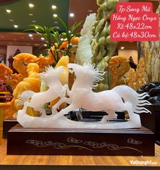 Tác Phẩm Song Mã Hồng Ngọc Onyx 48cm