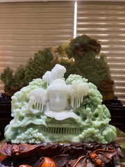 Tác Phẩm Thành Tâm Bái Phật Ngọc Serpentine 34x25cm