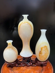 Tam phúc bình hút lộc ngọc onyx trắng