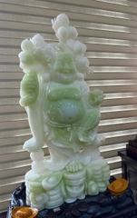 Thần tài di lặc cầm trượng đào tiên ngọc onyx 190cm