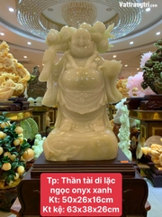 Thần tài di lặc ngọc onyx xanh 63cm