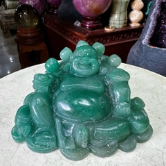 Thần tài di Lặc Thạch Anh xanh 15cm