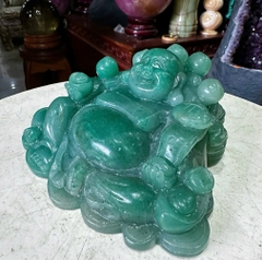 Thần tài di Lặc Thạch Anh xanh 15cm