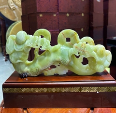 Thanh Gậy Như Ý Ngọc Onyx Xanh 31x15cm