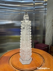 Tháp văn xương thạch anh trắng 13 tầng 29cm