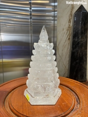 Tháp văn xương thạch anh trắng 7 tầng 22cm