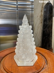 Tháp văn xương thạch anh trắng 7 tầng 22cm