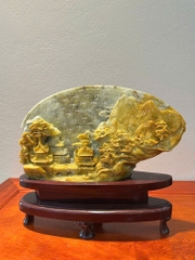 Tp Quạt phong cảnh hữu tình ngọc serpentine