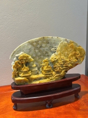 Tp Quạt phong cảnh hữu tình ngọc serpentine