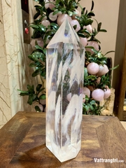 Trụ Đá Obsidian trắng 26cm