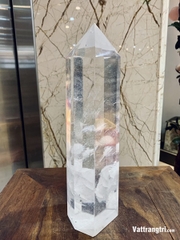 Trụ đá obsidian trắng trong 30cm