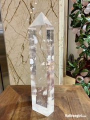 Trụ Đá Obsidian trắng 32cm