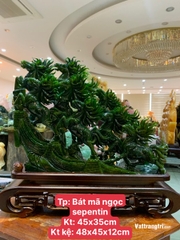 Tượng Bát mã truy phong ngọc serpentine 48cm