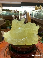 Tượng Cụ long quy cõng con đá thạch anh vàng vip 16cm