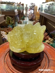 Tượng Cụ thiềm thừ đá quý thạch anh vàng vip 15cm