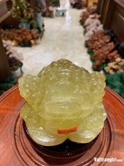 Tượng Cụ thiềm thừ đá quý thạch anh vàng vip 15cm