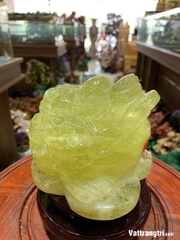 Tượng Cụ thiềm thừ đá quý thạch anh vàng vip 16cm