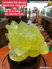 Tượng Cụ thiềm thừ đá quý thạch anh vàng vip 16cm