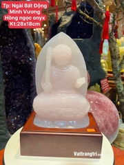 Tượng Ngài Bất Động Minh Vương Ngọc onyx Hồng 28cm