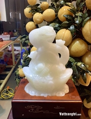 Tượng Ngài Tỵ Phú Quý ngọc onyx trắng 25cm - 12 con giáp