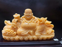 Tượng thần tài di lặc cầm gậy như ý ngọc hoàng long