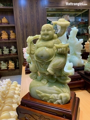 Tượng Thần tài di lặc ngọc onyx xanh 65cm