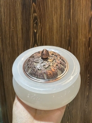 Xông Trầm Ngọc Onyx Trắng 11x10cm