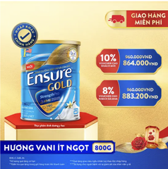 [COMBO] 6 Lon Sữa bột Ensure Gold Abbott hương vani ít ngọt 800g