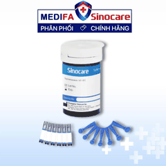 [COMBO] Lọ 25 Que Thử Đường Huyết Sinocare Safe Accu & 25 Kim Lấy Máu