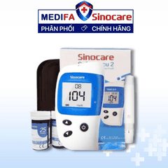 [COMBO] Máy Đo Đường Huyết Sinocare Safe Accu 2 (MMOL/L) Kèm 25 Que Thử & 25 Kim Lấy Máu