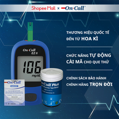 [COMBO] Máy Đo Đường Huyết On Call EZ II (MG/DL) Kèm Hộp Lọ 25 Que Thử, 100 Kim On Call