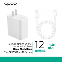 Bộ sạc siêu nhanh Super VOOC 80W cho OPPO Reno12 5G / Reno 12 Pro 5G - Chính Hãng