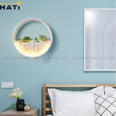 Đèn tường led sỏi đá và cây khung trắng